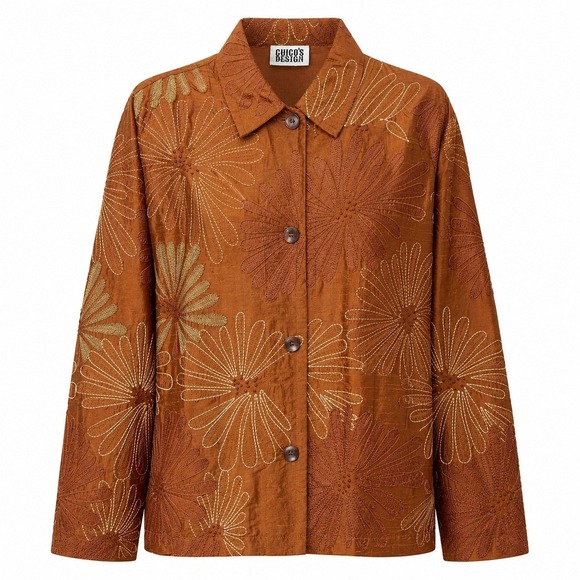 Chico's Design Jackets & Blazers - Chicos Size 1 Design BoHo Art to Wear Silk Jacket Women Medium Mori Girl Whimsy